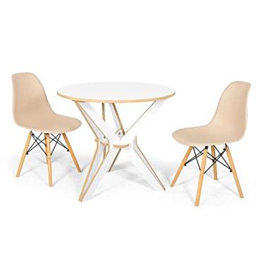 Imagem de Conjunto Mesa de Jantar Encaixe Itália 100cm com 2 Cadeiras Eames Eiffel - Nude