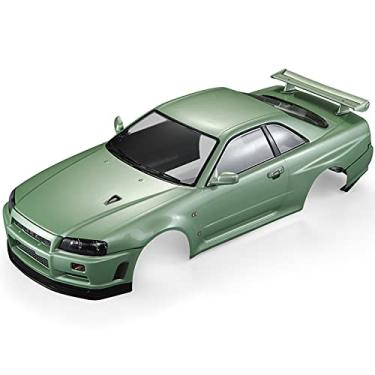 Imagem de Goolsky Killerbody 48646 Nissan Skyline (R34) Moldura de corpo com acabamento para carros de corrida de 1/10 elétrico de passeio RC DIY (verde)