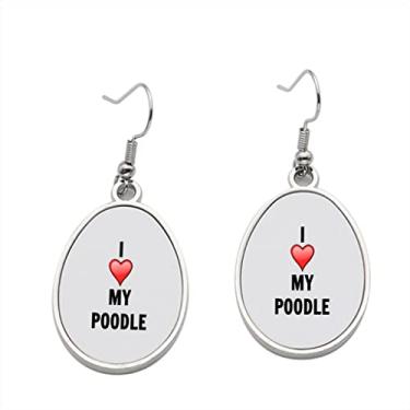 Imagem de Brinco Poodle - I Love Poodle Brincos pendurados para meninas - Presente de festa de aniversário dos namorados