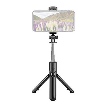 Imagem de Andoer Mini stick de selfie extensível de 5 seções integrado com tripé de mesa com controle remoto BT Compatível com smartphones para foto de grupo de fotografia selfie Live Streaming Binge Watch