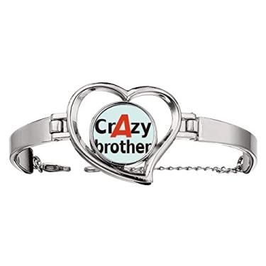 Imagem de N/A N/A Bracelete Breve Melhor Legal Crazy Fraternal Irmão Pulseira Coração Joia Pulseira Arame, medium, metal