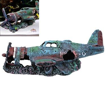 Imagem de Pssopp Decorações de navio de aquário, ornamento de avião de tanques de peixes, decoração de submarino afundado para peixes realistas, naufrágio, ornamento de aquário, decoração de paisagem