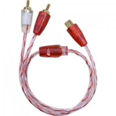 Imagem de Cabo De Som Automotivo 2 Rca (M) X 1 Rca (F) 40 Cm Bronze Cr
