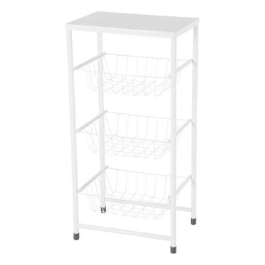 Imagem de Fruteira De Chão Para Cozinha 3 Andares Cesto Branca Plus