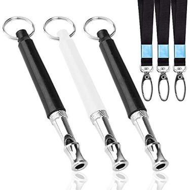 Imagem de maxin 3 peças apito de treinamento de cães, brinquedos interativos ferramenta para animais de estimação, apitos profissionais para cães com cordão preto para treinamento de lembrança, parar latido