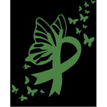 Imagem de Adesivo de vinil de fita borboleta saúde mental | Verde | Feito nos EUA por Foxtail Decals | para janelas de carros, tablets, laptops, garrafas de água, etc. | 9,4 x 11,4 cm