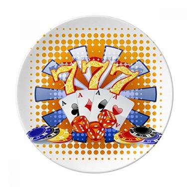 Imagem de DIYthinker Casino Dice Chips Poker Ilustração Placa Decorativa Salver Porcelana Prato de Jantar