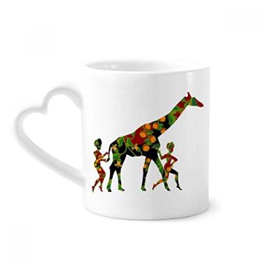 Imagem de Caneca de girafa feminina africana aborígene negra, caneca de café cerâmica para copos copo de coração de vidro
