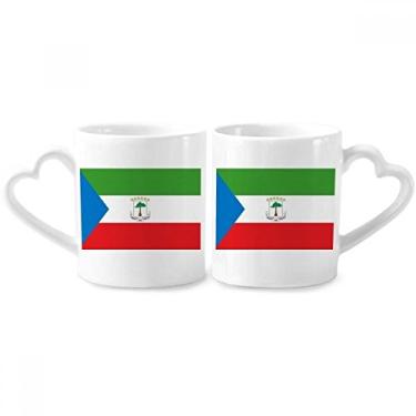 Imagem de Conjunto de canecas de porcelana para casais, bandeira nacional da Guiné Equatorial da África e país da África