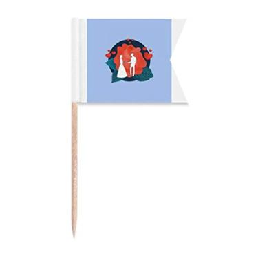 Imagem de Fevereiro Romântico Tradicional Dia dos Namorados Bandeiras de palito de dente Marcação para Bolo Festa Prato de Queijo