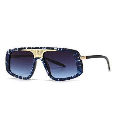 Imagem de Óculos de sol de proteção de peça única vintage para homens quadrados verde listra vermelha óculos de sol feminino tons gradientes uv400, cinza azul, com estojo