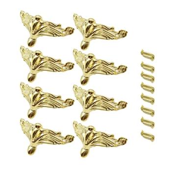 Imagem de 8 peças caixa de música retrô caixa de música caixa de presente decoração pés perna protetor de canto ferragens (B dourado 3,5 x 2 cm)