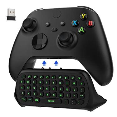 Imagem de MoKo Teclado com retroiluminação verde para controle Xbox One, Xbox Series X/S, teclado sem fio para jogos com receptor USB e conector de áudio de 3,5 mm, acessórios para Xbox One/One S/Elite/2, preto