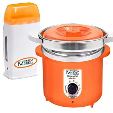 Imagem de Kit Depilação Termocera 400gr Com Refil Corpo Laranja + Aquecedor de Cera Roll-on Laranja Mega Bell