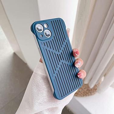Imagem de Capa rígida ultrafina de malha de dissipação de calor para iPhone 11 13 14 Pro Max 12 Pro max Capa traseira respirável e oca fosca, azul, para iPhone 13Pro Max