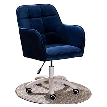 Imagem de cadeira de escritório Cadeira de escrivaninha Cadeira de escritório com estrutura de cadeira giratória Assento estofado grosso Cadeira de trabalho ergonômica Cadeira de jogo de veludo (cor: azul