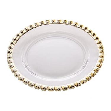 Imagem de Prato Raso de Cristal Coração com Fio de Ouro 28cm - Lyor