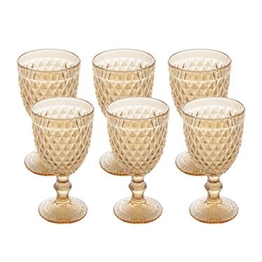 Imagem de LYOR - Conjunto 6 Taças de Água de Vidro Bico de Abacaxi Âmbar Metalizado 325ml