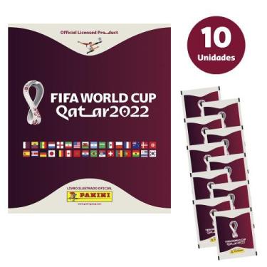 Imagem de Álbum Da Copa 2022 Qatar + 50 Figurinhas Kit Com 10 Envelope - Album D