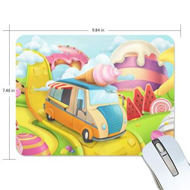 Imagem de Mouse pad My Daily Sweet Candy Land Ice Cream Truck 25 x 19 x 0,5 cm, base de borracha antiderrapante para jogos e escritório