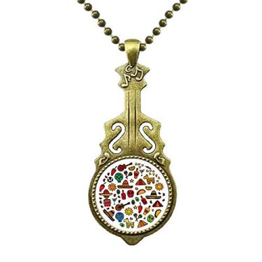 Imagem de DIYthinker Colar de caveira com ilustração de futebol americano de pimenta, joia antiga com pingente de música