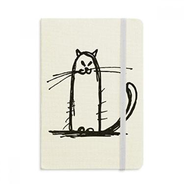 Imagem de Caderno Pequeno Gato Sorriso Sit Black Line Oficial Tecido Rígido Diário Clássico