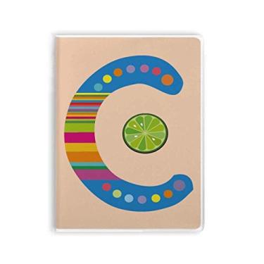 Imagem de Diário de capa macia com estampa de frutas laranjas e estampa de chiclete C