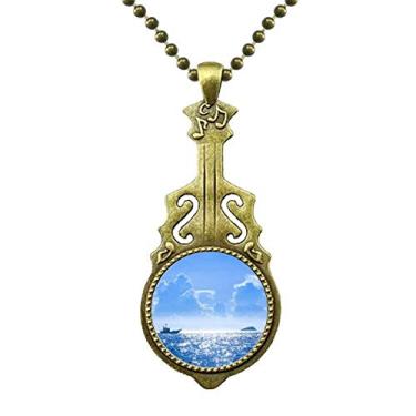 Imagem de DIYthinker Colar com imagem de natureza da ciência, água, oceano, água, mar, barco, oceano, bijuteria, pingente de música