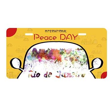 Imagem de DIYthinker Placa de licença Rio De Janerio Cidade Brasil Aquarela Placa de carro Decoração Dia da Paz