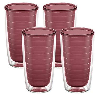 Imagem de Tervis Copo de mesa transparente e colorido feito nos EUA, copo de viagem com isolamento térmico de parede dupla mantém as bebidas frias e quentes, 473 ml - pacote com 4, sabugueiro selvagem