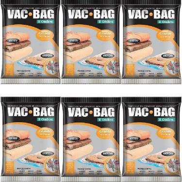 Imagem de Kit 6 Sacos A Vacuo Vac Bag Ordene Grande 55X90 Protetor Roupas