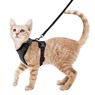 Imagem de Dressnu Arneses para filhotes Peitoral para cães pequenos coleira de gato coleira de gatinho preto P