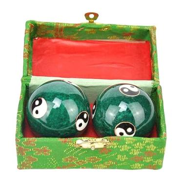 Imagem de Fancyes 2 peças bolas de massagem chinesa exercício handebol com caixa de armazenamento reutilizável suave presente aliviar rigidez bolas chinesas de baoding, Gossip Green