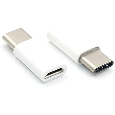 Imagem de Kit 2 Adaptador USB 3.1 Tipo C Macho X Micro 05 Pinos Fêmea Conversor Conector Compatibilidade Velocidade Transferência Dados Portátil Conexão Compacto Plug Carregamento Cabo FAZING (Branco)