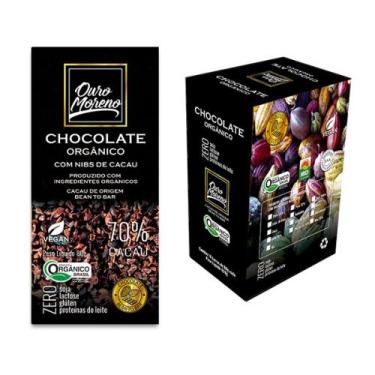 Imagem de Barra De Chocolate Orgânico 70% Com Nibs De Cacau 80G - Caixa Com 10 -