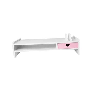 Imagem de Suporte para riser, organizador de mesa, prateleira aumentada para computador, material de escritório, suporte durável para laptop para, Rosa 1 Gaveta