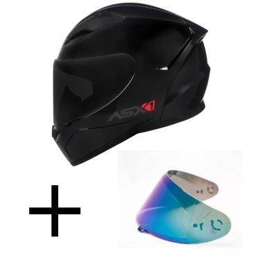 Imagem de Capacete ASX City Solid Preto Brilhante Mais Viseira Camaleão