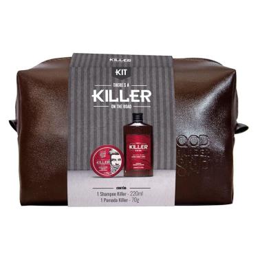 Imagem de Kit Shampoo QOD Barber Shop Killer 220ml + Pomada Capilar Killer 70g + Necessaire