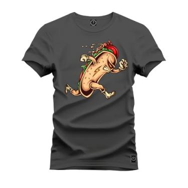 Imagem de Camiseta Plus Size Casual Malha Confortável Estampada Hot Dog Bolt Grafite G4