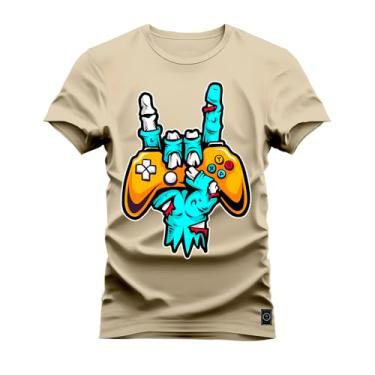 Imagem de Camiseta Plus Size T-shirt Unissex Algodão Rock Game Bege G2