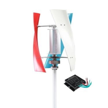 Imagem de Gerador de energia eólica sem barulho 10000W 48V 24V 12V 3 Blade Gerador Maglev Permanente Vertical com controlador de carga MPPT adequado para pátio ao ar livre,24v