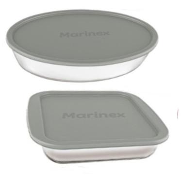 Imagem de Conjunto Assadeiras De Vidro Marinex  Com Tampa 02 Peças