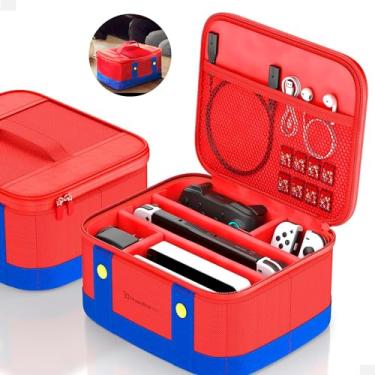 Imagem de Case para Nintendo Switch Oled Capa Protetora Bolsa de Transporte Viagem Maleta para Nintendo Switch Lite Bolsa Bag Acessórios Vermelha e Azul Estojo Resistente