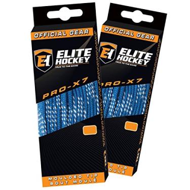 Imagem de Elite Hockey Pro X7 Laços para skate de hóquei de algodão largos - Conjunto de 2 pares, Royal Blue, 84"