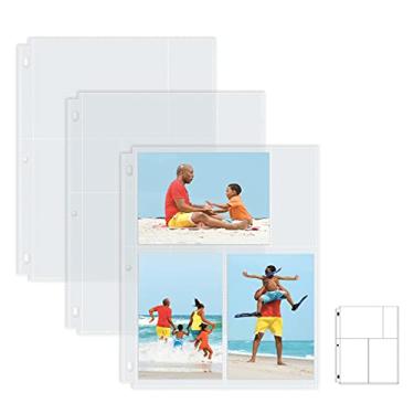 Imagem de Folhas de refil de álbum de fotos, formato misto de 10,16 cm x 15,24 cm, peso pesado, transparente de diamante, recargas de página para fichário de fotos, da Better Office Products, total de 150 fotos (pacote com 25)