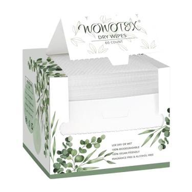 Imagem de WOWOTEX Toalha de rosto descartável biodegradável grande lenços de rosto seco 60 unidades/caixa extra grossa toalhas faciais macias limpas para pele sensível, remoção de maquiagem, limpeza facial, enfermagem, viagem, 25 × 30 centímetros