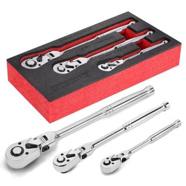 Imagem de UYECOVE Chave Catraca de Cabeça Flexível, Vermelha, Aço Cr-Mo, 72 Dentes, 5 Graus de Acesso, 29,6 cm