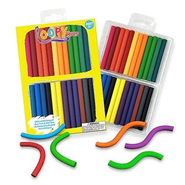 Imagem de Loopy Hues Giz de cera dobrável para crianças, artes e artesanato, material escolar, giz de cera 3D com letras e números, sem necessidade de afiar, cores sortidas (pacote com 24 - redondo)