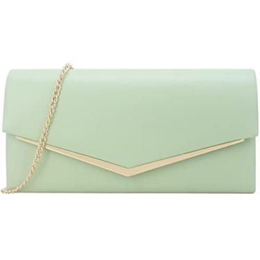 Imagem de Bolsa feminina de couro vegano, bolsa clutch clássica e elegante, Verde claro