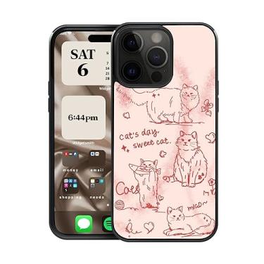 Imagem de CREFORKIAL Linda capa de telefone de gato vermelho estética para iPhone 14, capa rígida para iPhone 14 capa protetora fina à prova de choque TPU macio bumper + traseira rígida de alumínio